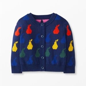 Hanna Andersson Rainbow Colorful Organic Cotton Pear Pattern Cardigan  6-12 mo